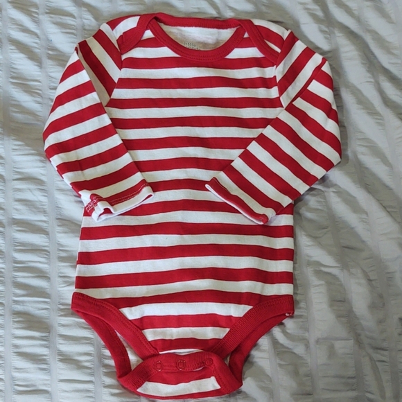 red and white striped baby onesie